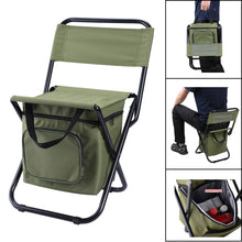 Load image into Gallery viewer, Folding Fishing Chair Backpack Insulation with Cooler Bag Portable Folding Beach Chair Seat Camping Chairs Folding Stool Chair