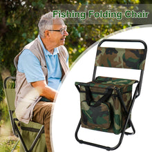 Load image into Gallery viewer, Folding Fishing Chair Backpack Insulation with Cooler Bag Portable Folding Beach Chair Seat Camping Chairs Folding Stool Chair