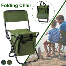 Load image into Gallery viewer, Folding Fishing Chair Backpack Insulation with Cooler Bag Portable Folding Beach Chair Seat Camping Chairs Folding Stool Chair