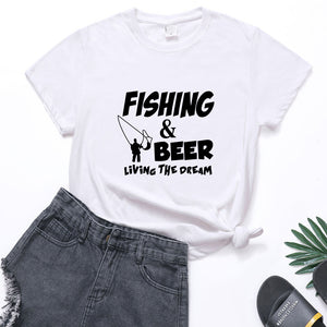 Fishing Print Loose Plus Size Women'S Short-Sleeved T-Shirt