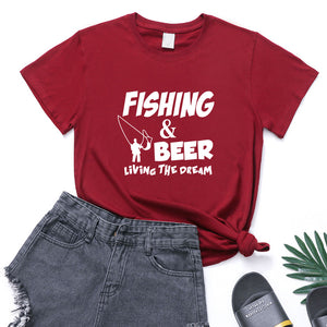 Fishing Print Loose Plus Size Women'S Short-Sleeved T-Shirt