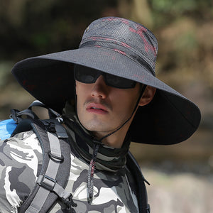 K51 Men's Summer Hat Outdoor Sun Screen Camouflage Hiking Hats Cycling Fishing Cap Big Brim Fisherman hat UV Protection