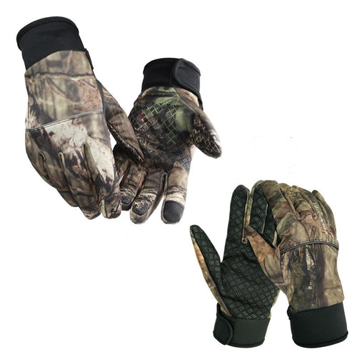 Autumn and winter men's and women's camouflage riding gloves full finger outdoor non-slip warm fleece gloves touch screen fishing gloves